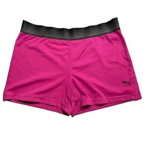 Puma Spandex Running Athletic Boy Shorts Womens Juniors Size Medium Pink Black